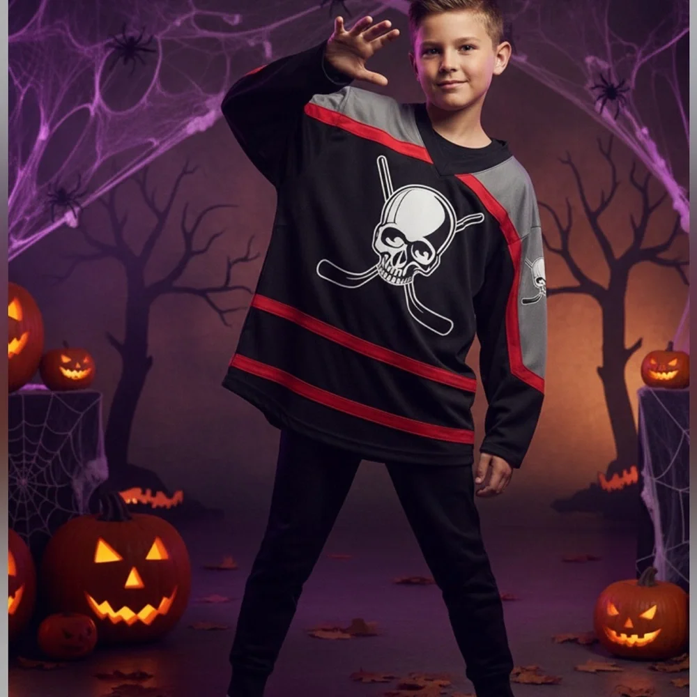 Spirit Halloween Slasher Hockey Skull “Jason” Jersey Medium Friday 13th Costume